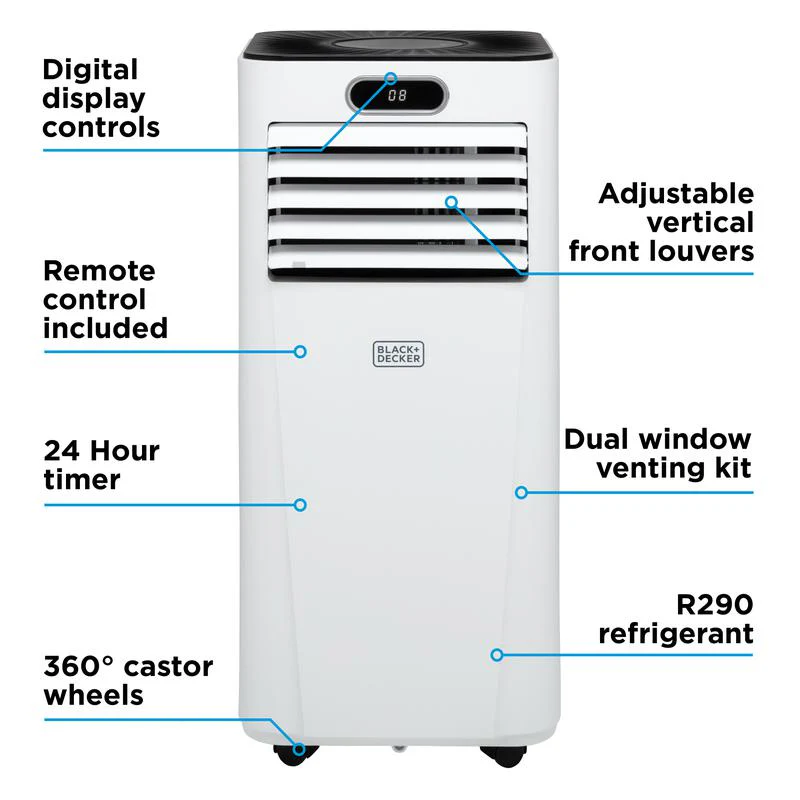 2025 Aire Acondicionado Móvil Inteligente Black+Decker BXAC40024GB 7000 BTU