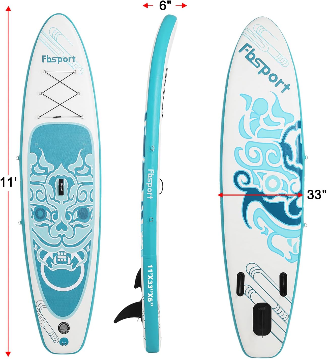 Premium-Stand-Up-Paddle-Board, Yoga-Board mit strapazierfähigem SUP-Zubehör und Tragetasche | Breiter Stand, Surf-Kontrolle, rutschfestes Deck, Leine, Paddel und Pumpe für Jugendliche und Erwachsene