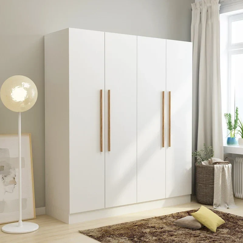 Modern Freestanding Solid Wood Wardrobe Closet With Storage Shelves