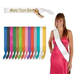 Party Sashes Plain Make Your Your Design Satin Quality No Customization  60