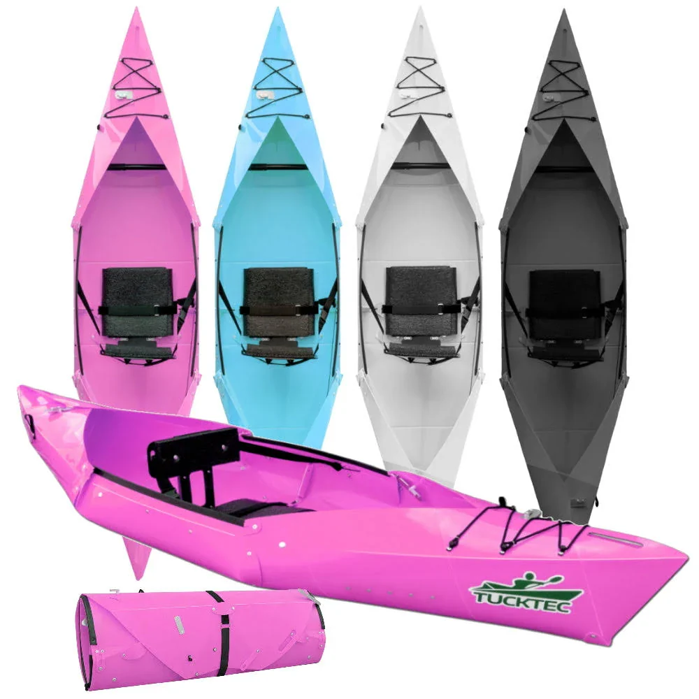 TUCKTEC Folding Kayak | Hard-Shell | 2-Minute Set-Up | Foldable, Portable Kayak Pink