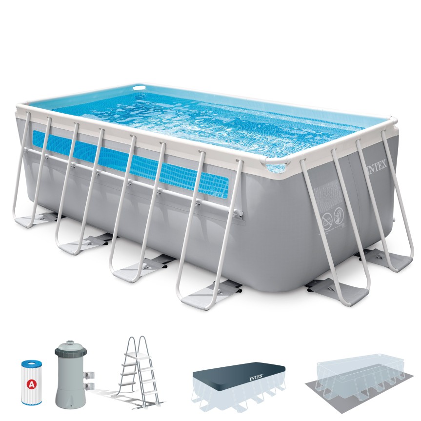 2026 PACK PISCINA DESMONTABLE RECTANGULAR CLEARVIEW 4 METROS 4 ACCESORIOS Y 4 HINCHABLES