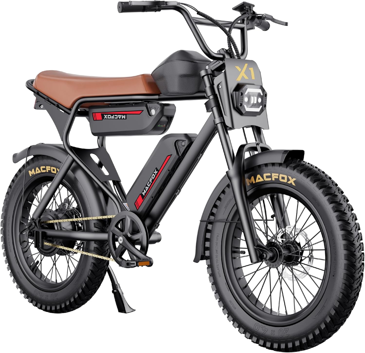 MACFOX Electric Bike for Adults Wheelies with 750W/500W Motor and 48V Ebike Battery, 20 Fat Tire Electric Dirtbike with Dual Disc Brakes and Shock Absorbers for Mountains, Road (US Warehouse)