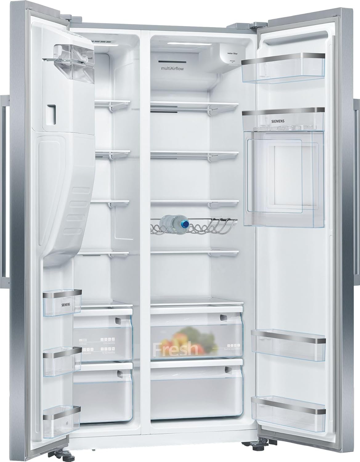 SIEMENS KF96NVPEA iQ300 Multi-Door-Kühlschrank, 183 x 91 cm, 405 L Kühlen & 200 L Gefrieren, hyperFresh längere Frische, noFrost nie wieder abtauen, superCooling schnellere Kühlung