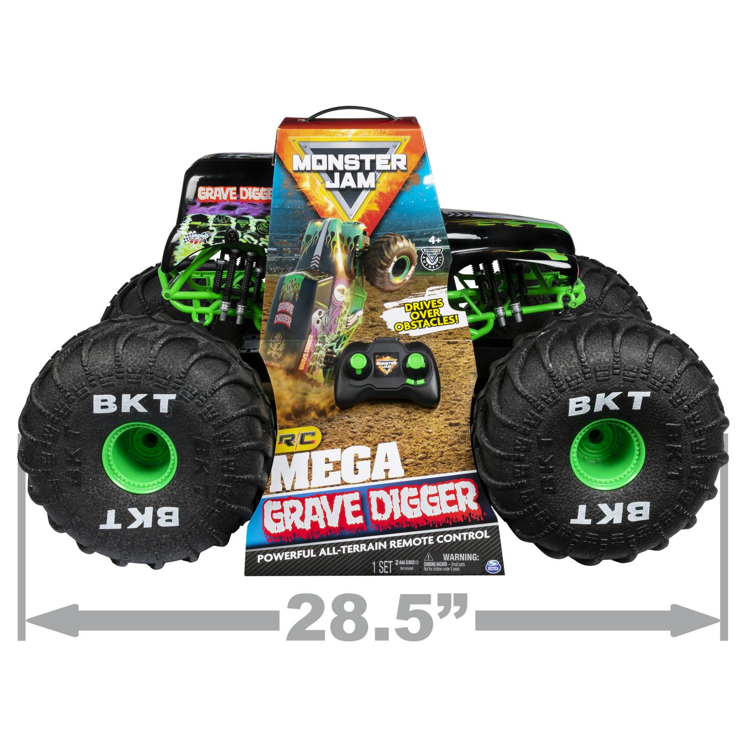Monster Jam, Official Mega Grave Digger All-Terrain Remote Control Monster Truck with Lights, 1: 6 Scale, Kids Toys for Boys