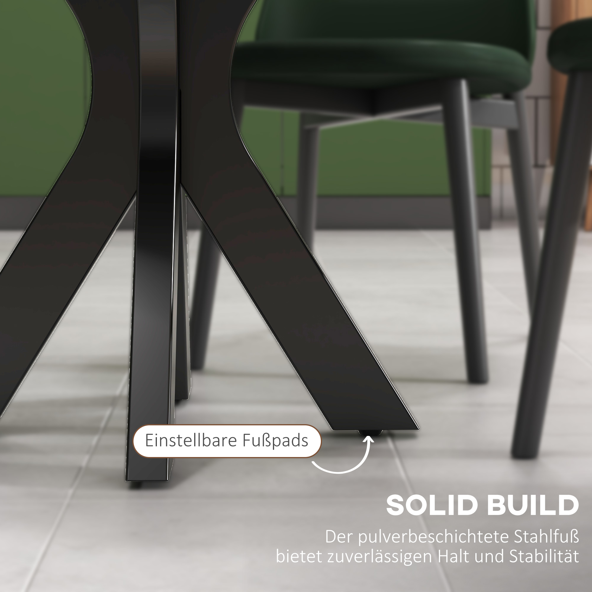 Ronde Eettafel Keukentafel, Modern Ontwerp, 78 cm x 78 cm x 75 cm, Zwart
