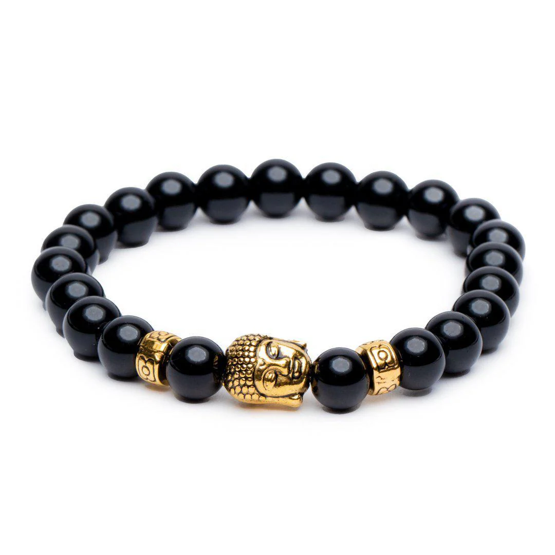 Boeddha Armband - Onyx Edelstenen - Goudkleurig - Anti Stress