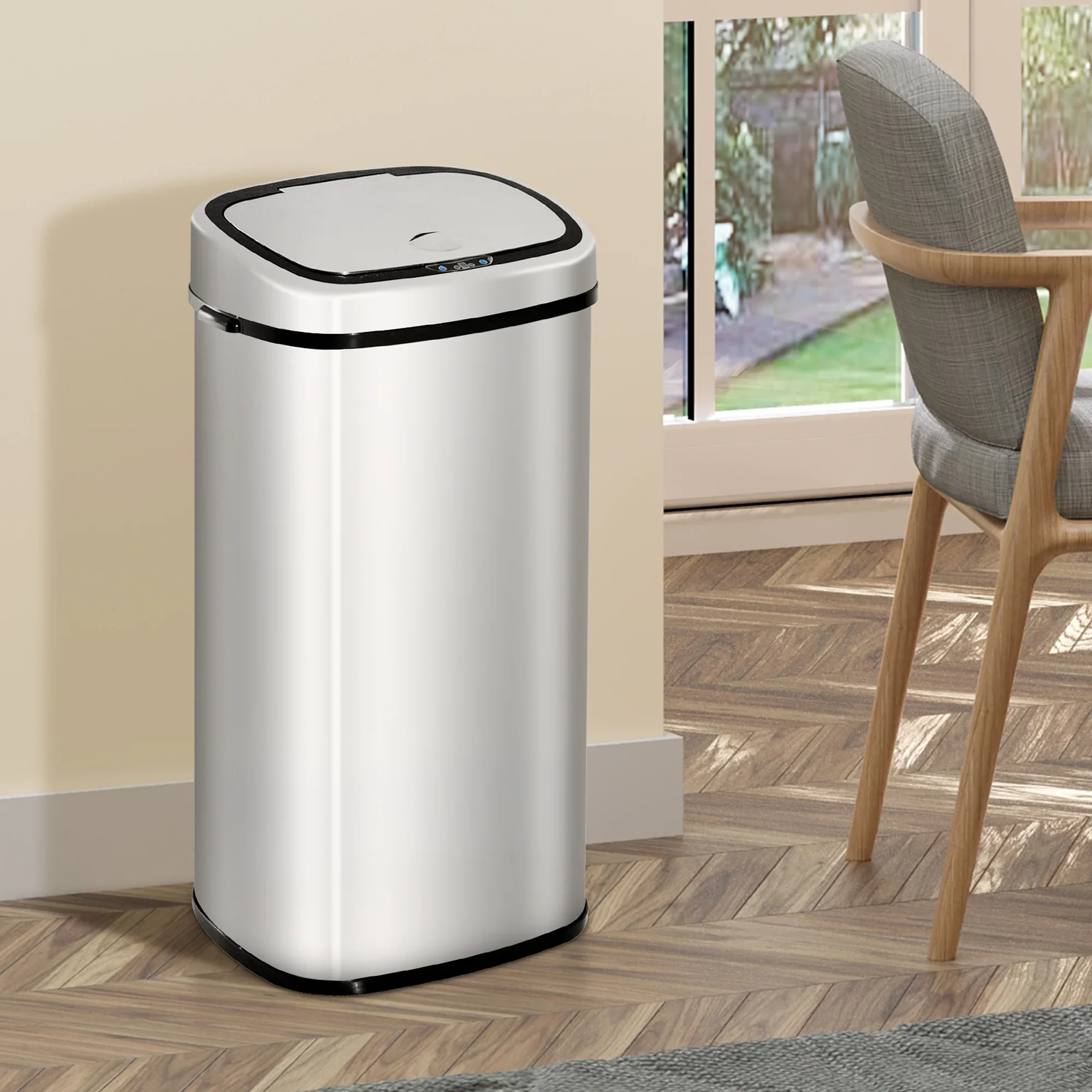 HOMCOM Automatische afvalemmer met sensor roestvrij staal