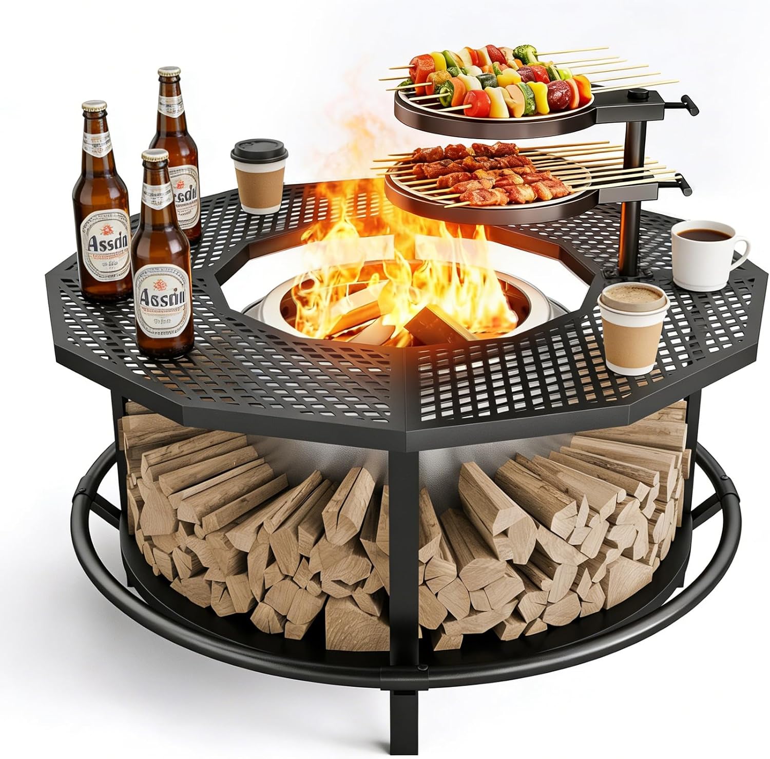 Fire Pit Surround Tabletop - 360�� Fire Pit Guard for Solo Stove Bonfire & Ranger, Portable Protective Barrier for Wood Burning Fire Pits Up to ?21
