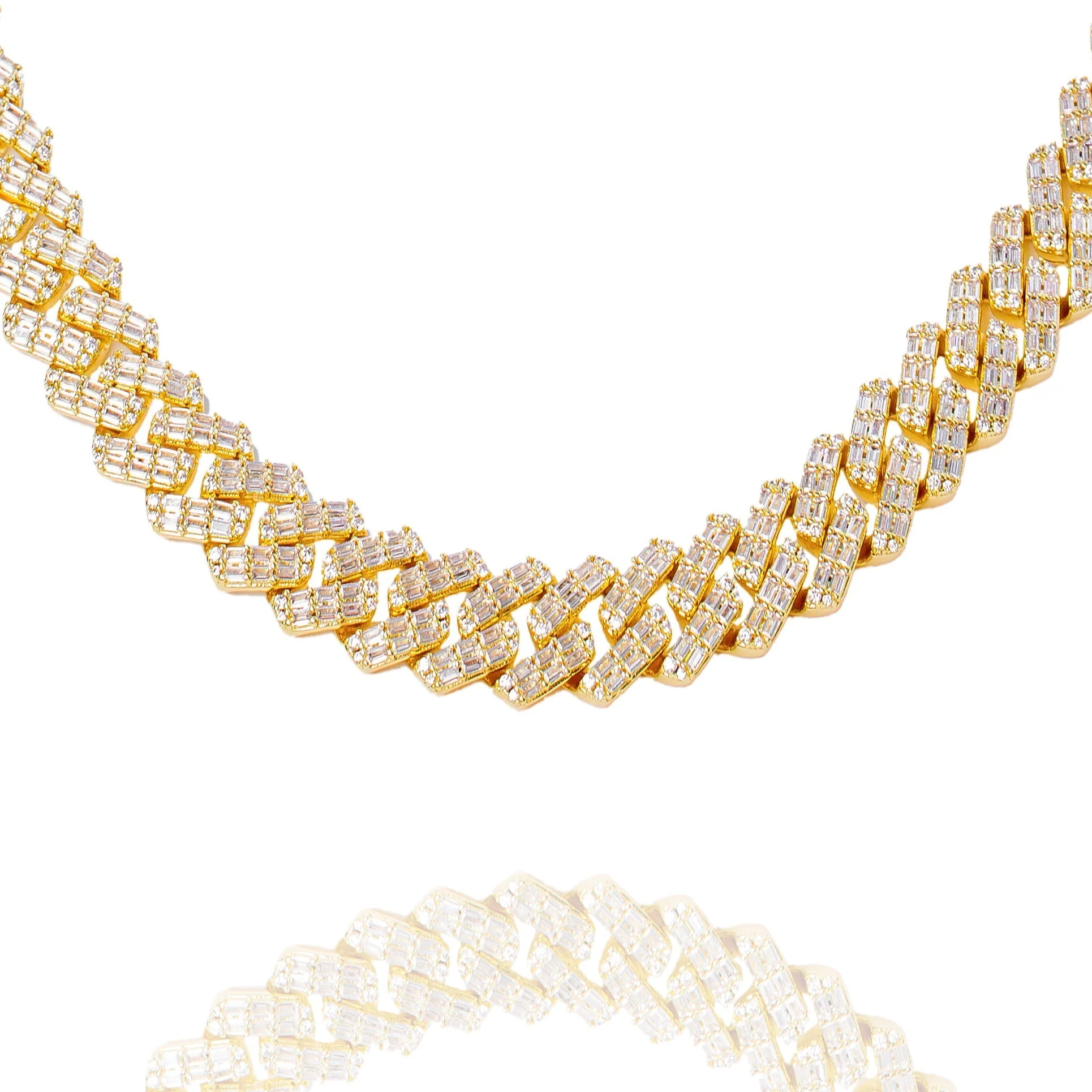 Big Daddy 12MM Gold & Baguette Diamond Prong Cuban Iced Out Chain