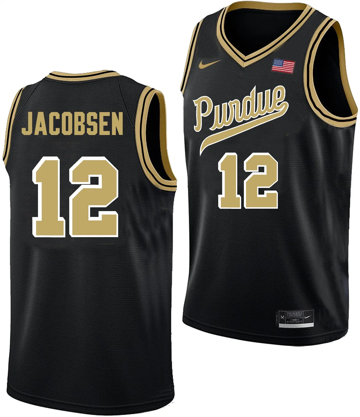 Men's #12 Daniel Jacobsen Purdue Boilermakers College Basketball Jersey
