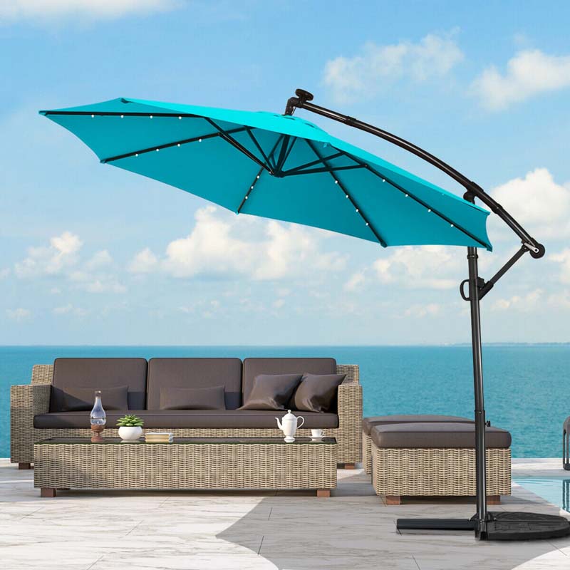 Eletriclife 10 Feet Solar Powered LED Patio Offset Umbrella without Weight Base
