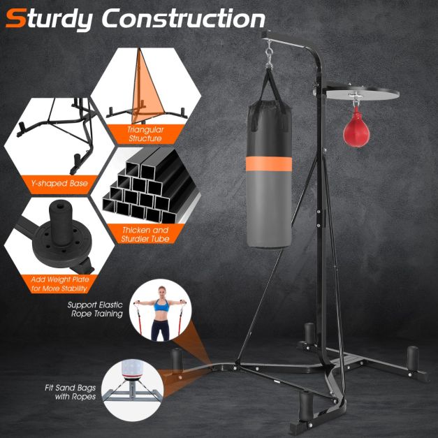 Heavy Bag Stand with Heavy Bag and Adjustable Speed Bag