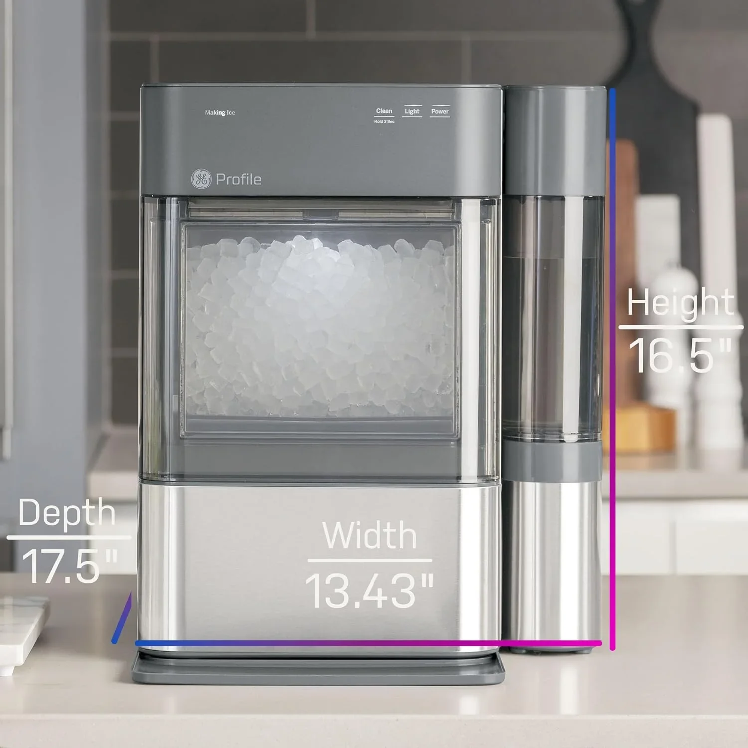 2025 GE Profile Opal 2.0 – Máquina de hielo tipo nugget con depósito de 0,75 galones, acero inoxidable