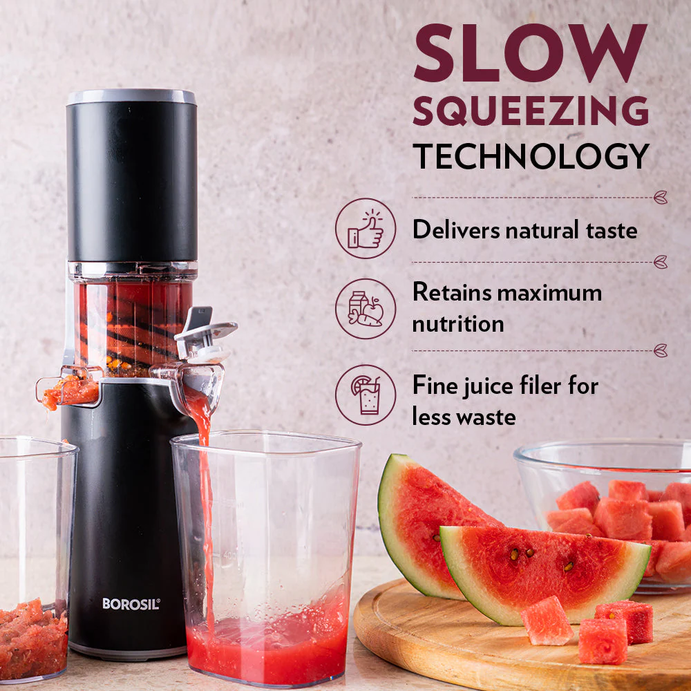 2025 Extractor de jugos en frío Borosil Easy Juice Cold Press Slow Juicer
