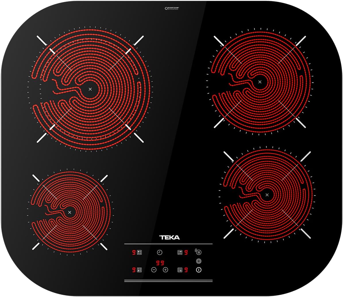 TEKA Ceramic Hob 60 cm, 4 Zones High Light, Touch Control with Safety, Power Plus, Stop & Go, Programmer 99 Min, Model TCC 64310 TTC BK