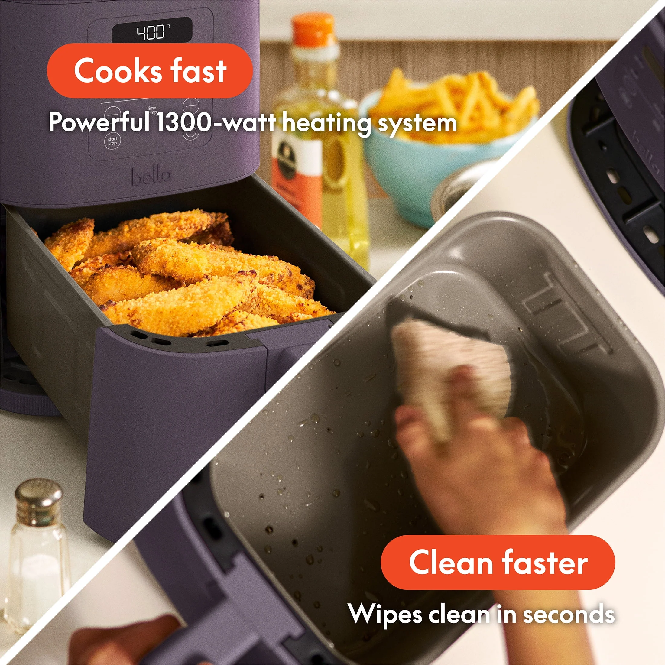 bella 4qt Slim Air Fryer, Plum