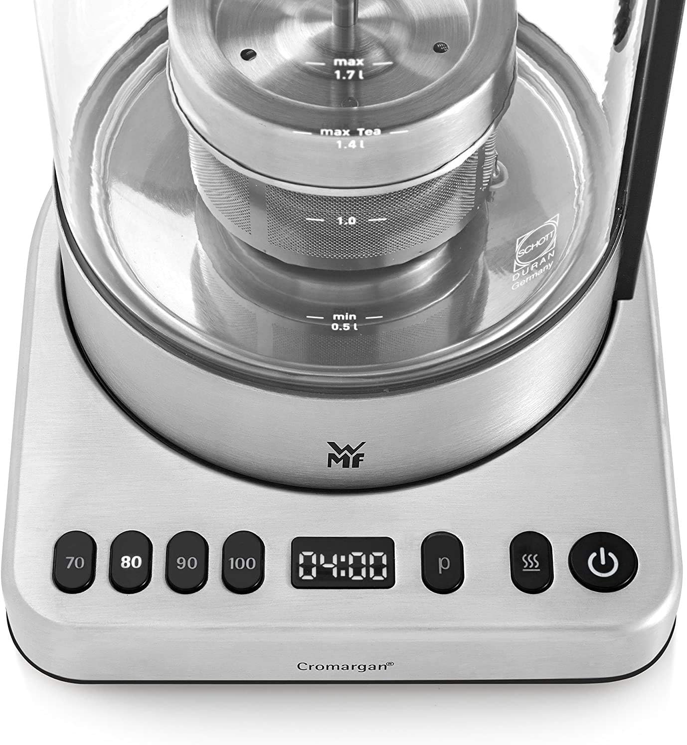 WMF Lono Toaster Glas mit Brötchenaufsatz, 2 Scheiben, XXL, motorisierte Toastaufnahme & Lono 2 in 1 Vario Wasserkocher, mit Temperatureinstellung, 1,4-1,7 l, 3000 W, Teekocher Glas mit Teesieb