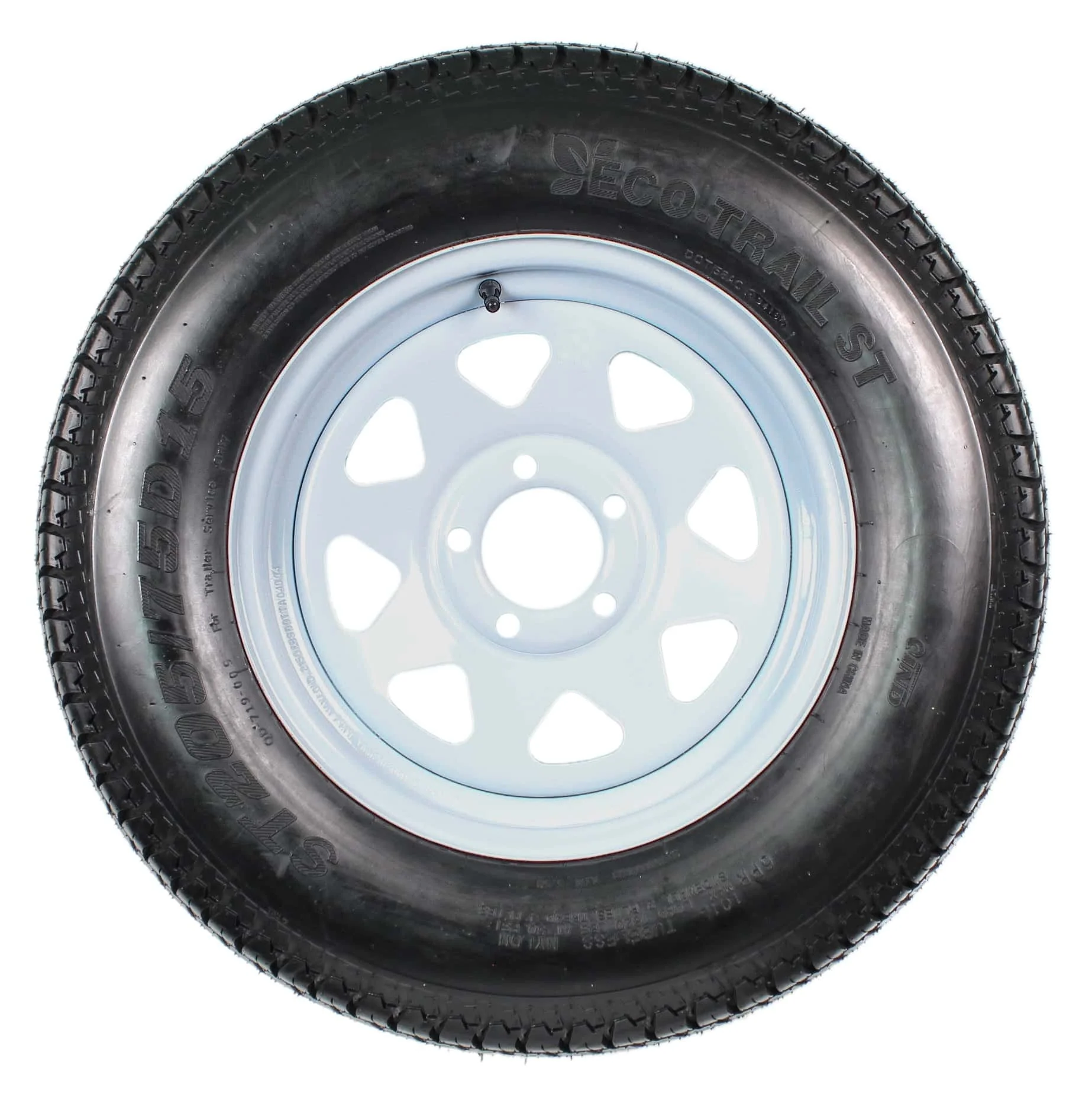 2-pack trailer tires on rim ST205/75D15 205/75 D 15 inch LRC 5-hole white spokes  1