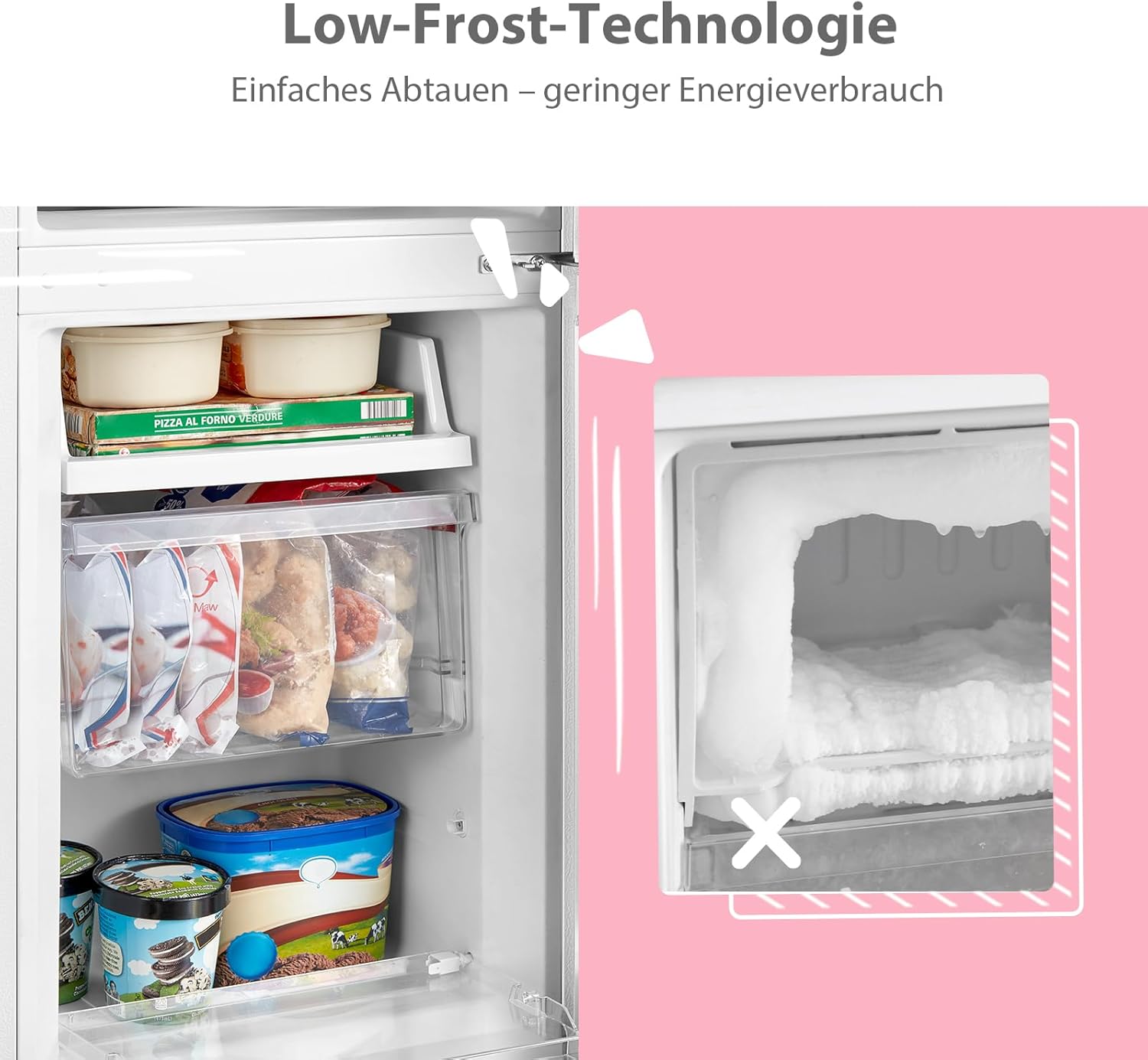 Comfee RCB169DK2(E) Fridge/Freezer Combination, 150 cm Height, Low Frost, Adjustable Fridge Temperature, LED Light, 195 kWh per Year, Fridge Capacity 115 L, 59 L Freezer, Black