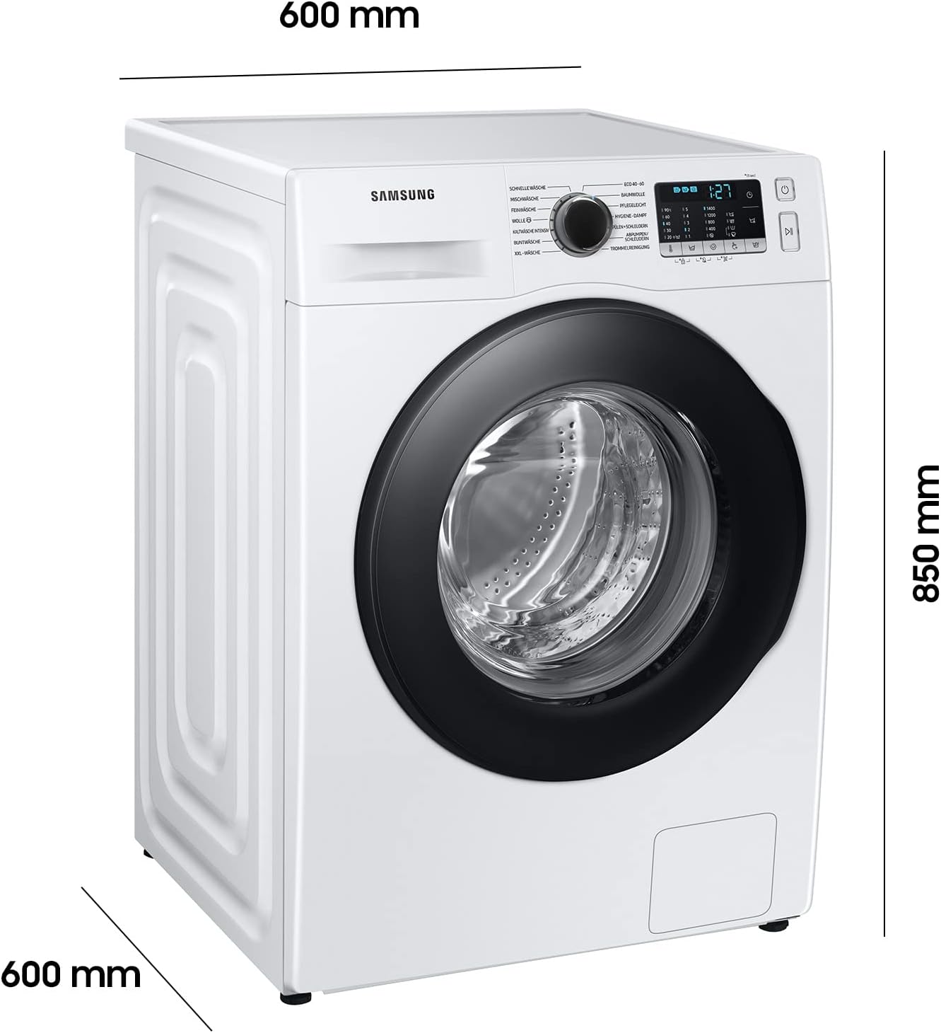 Samsung WW90T4048EE/EG Waschmaschine, 9 kg, 1400 U/min, Ecobubble, Hygiene-Dampfprogramm, FleckenIntensiv-Funktion, Digital Inverter Motor, Weiß