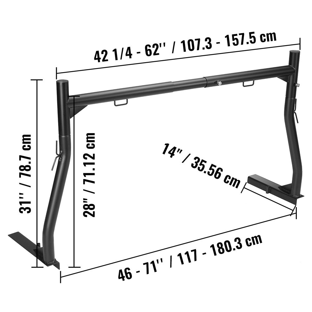 BENTISM Truck Rack 800Lbs Capacity Adjustable Width 46