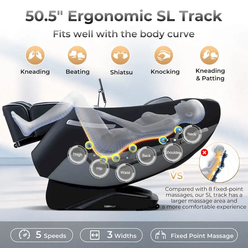 Costway Zero Gravity SL Track Full Body Massage Chair with Waist