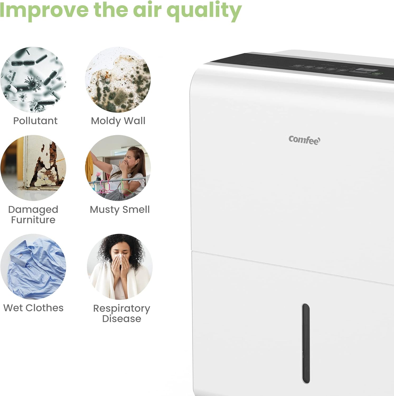 Dehumidifier MDDP-50DEN7, 50L / 24h, room size approx. 250m³ (100m²)