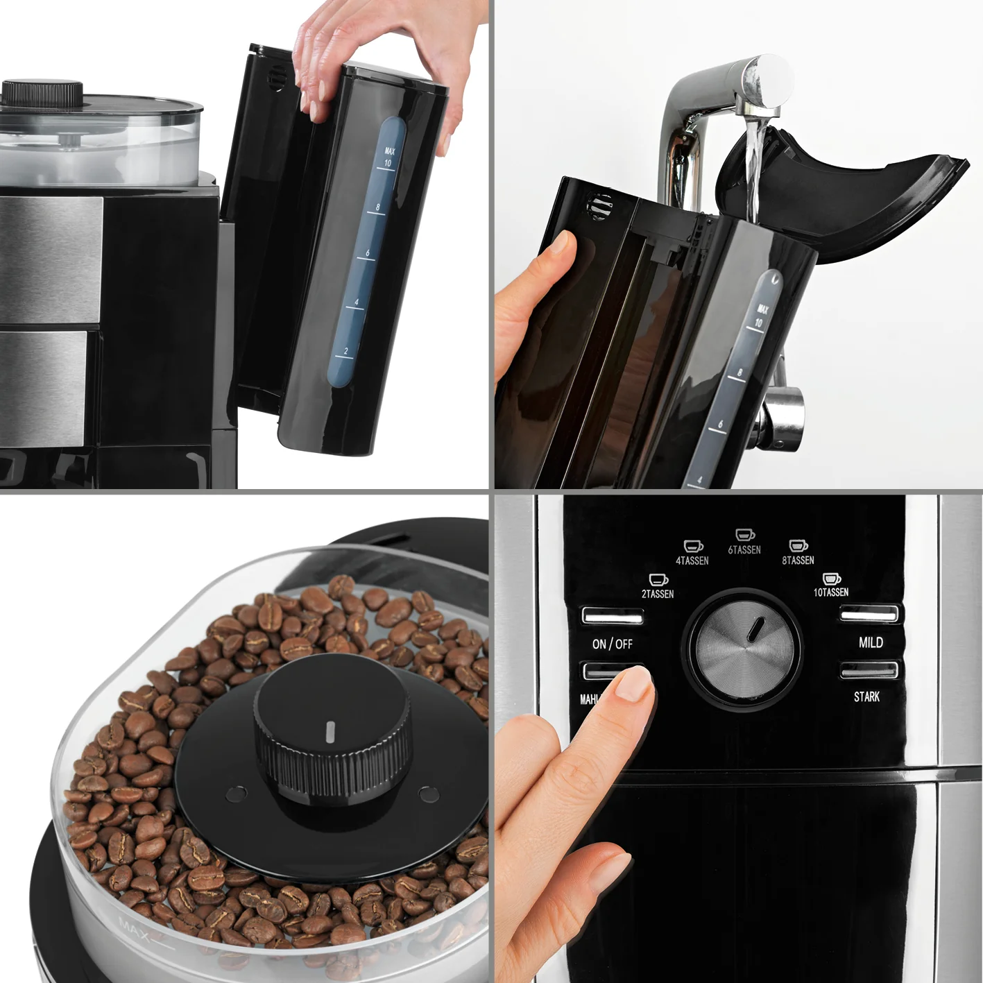 2025 FRESH-AROMA-INTENSE Cafetera de filtro con molinillo – jarra de vidrio
