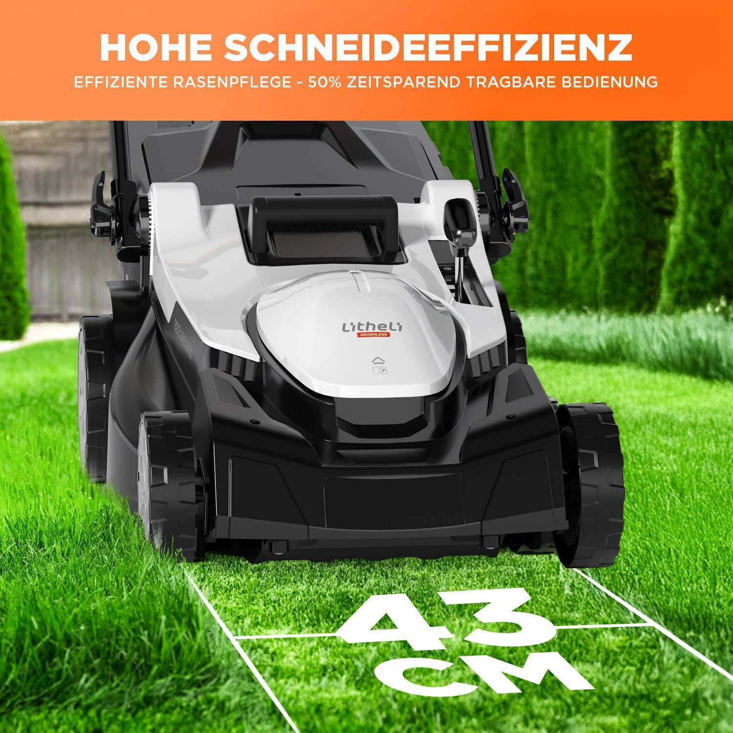 2025 Cortacésped inalámbrico U20 2 × 20V 43 cm brushless | Incluye 2 baterías de 4,0 Ah | Corte fácil hasta 500 m²