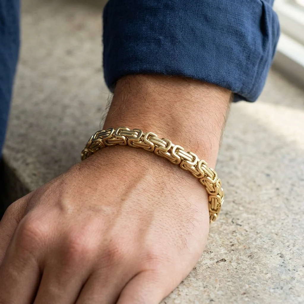 Big Daddy 8MM Byzantine 2.0 Link 18K Gold Bracelet