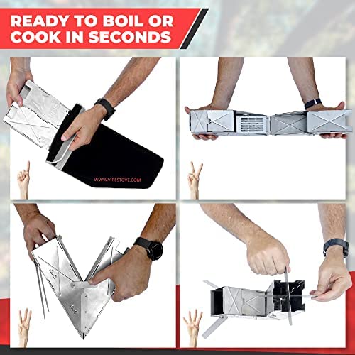 VIREstove Portable Foldable Stainless Steel Rocket Stove for Camping & Emergencies