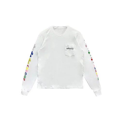 Multi Color Cross Logo Scroll Chrome Hearts Tee White
