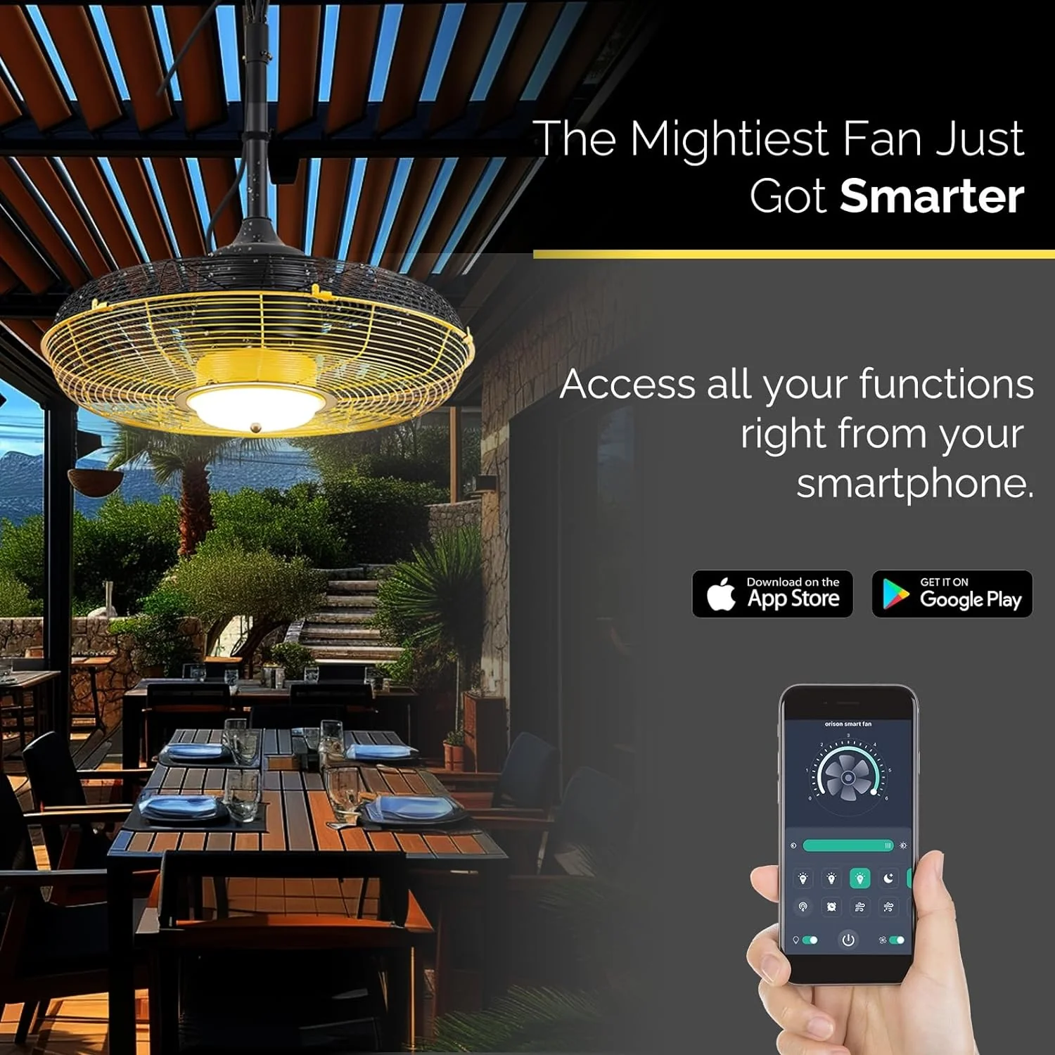 Outdoor Ceiling Fan with Light, Plug in Ceiling Fan with Remote, Gazebo Fans Outdoor Hanging for Patios Waterproof, Wet Rated Hanging Fan with App Control