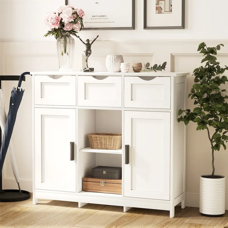 Roomfitters Morden Buffet Sideboard Cabinet with Doors and Drawers - Stylish Coffee Bar and Storage Solution