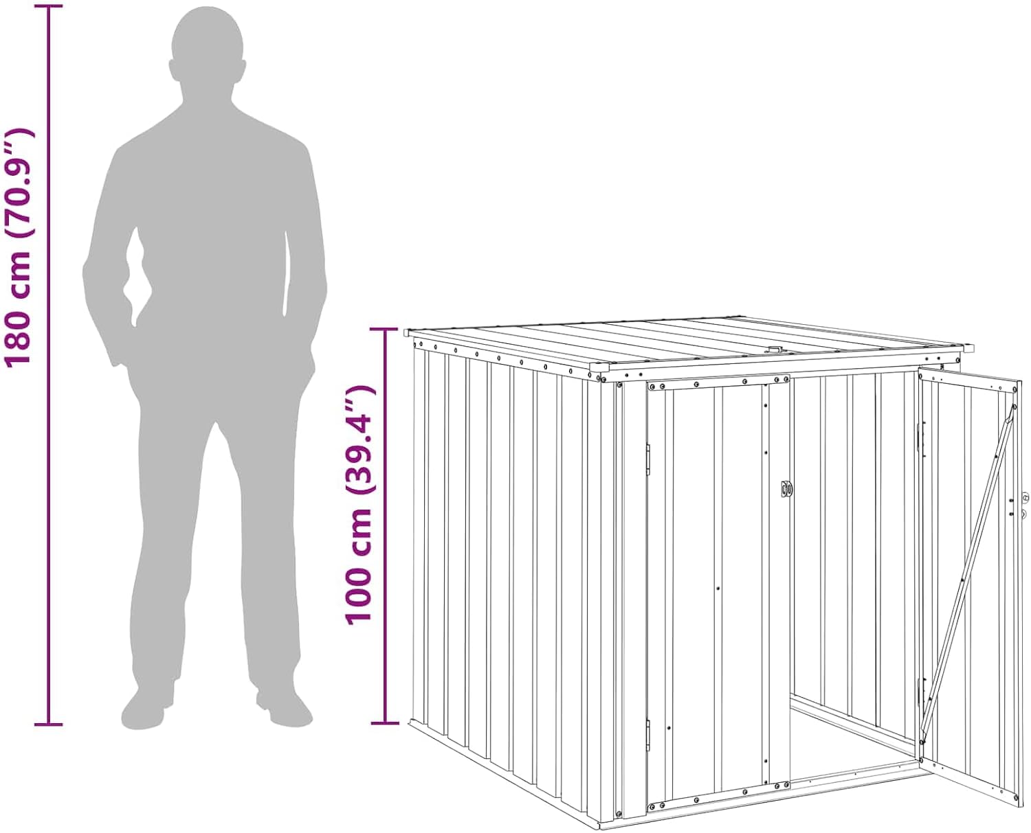 vidaXL Gartenlagerbox Schwarz 101,5 x 107 x 100 cm Stahl, Stylischer, rechteckiger Tisch für jeden Essbereich, pflegeleicht, Elegantes Design, vielseitig einsetzbar - EIN echtes Zuhause!