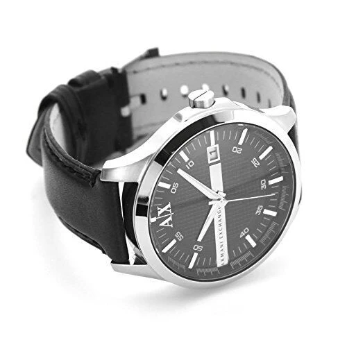 Armani Exchange Whitman Black Dial Black Leather Silver Watch - AX2101
