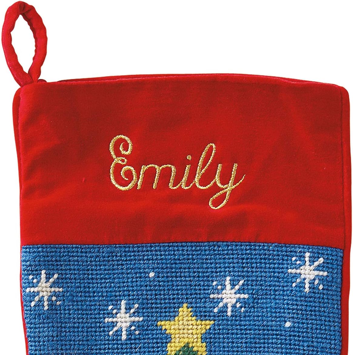 Lillian Vernon Personalized Needlepoint Reindeer Stocking - Heirloom Christmas Stocking, 100% Wool, 9.5” W x 17” L