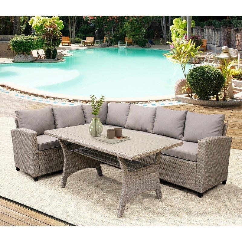 Delia 3 - Piece Rattan Seating Group with Cushions