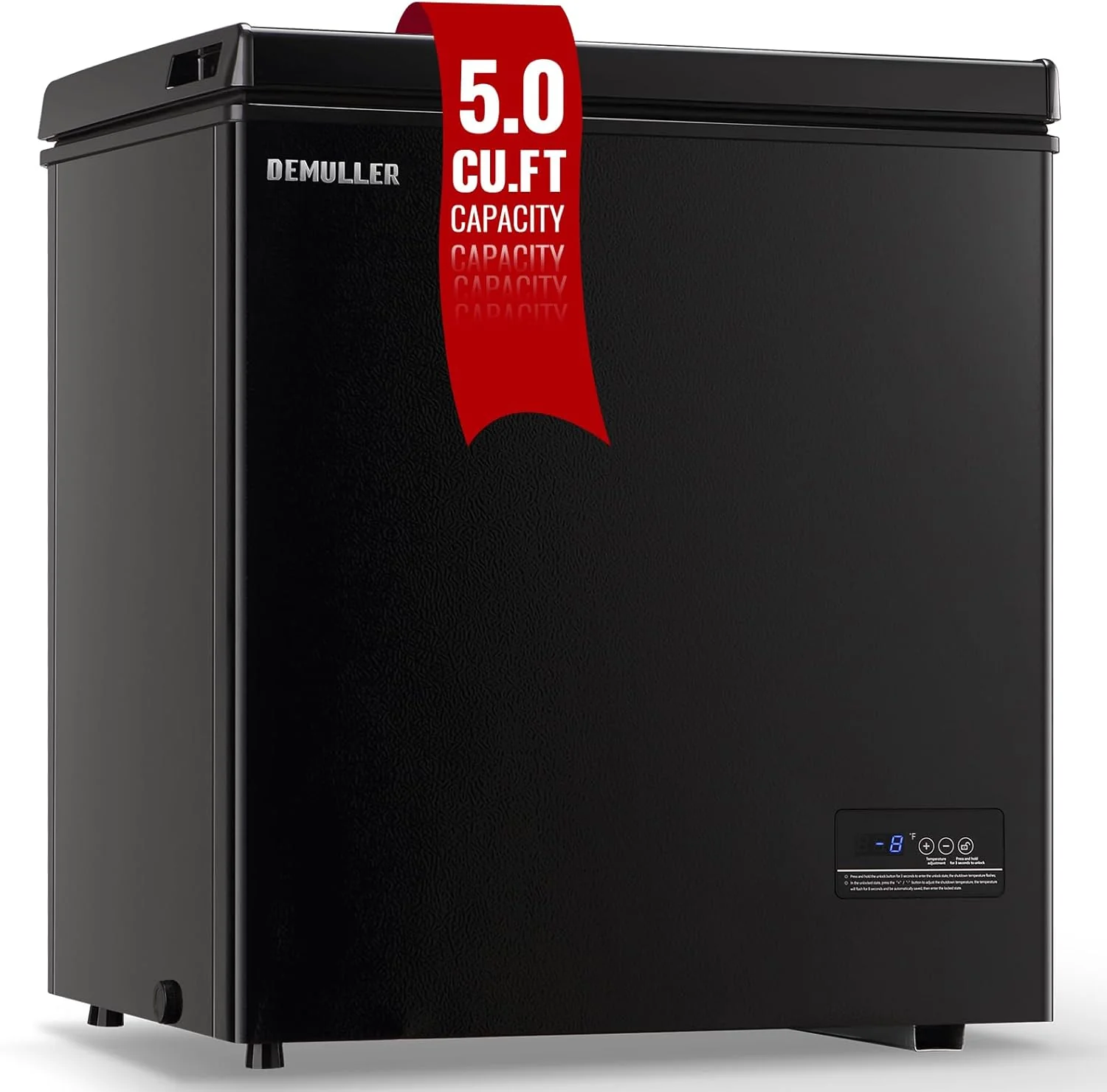 Chest Freezer 5.0Cubic Feet Deep Freezer Freestanding Freezers Removable Stainless Steel Basket