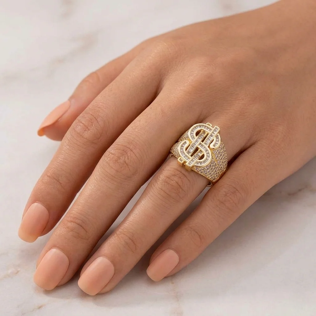 Big Daddy Money Team Baguette Iced Out Ring