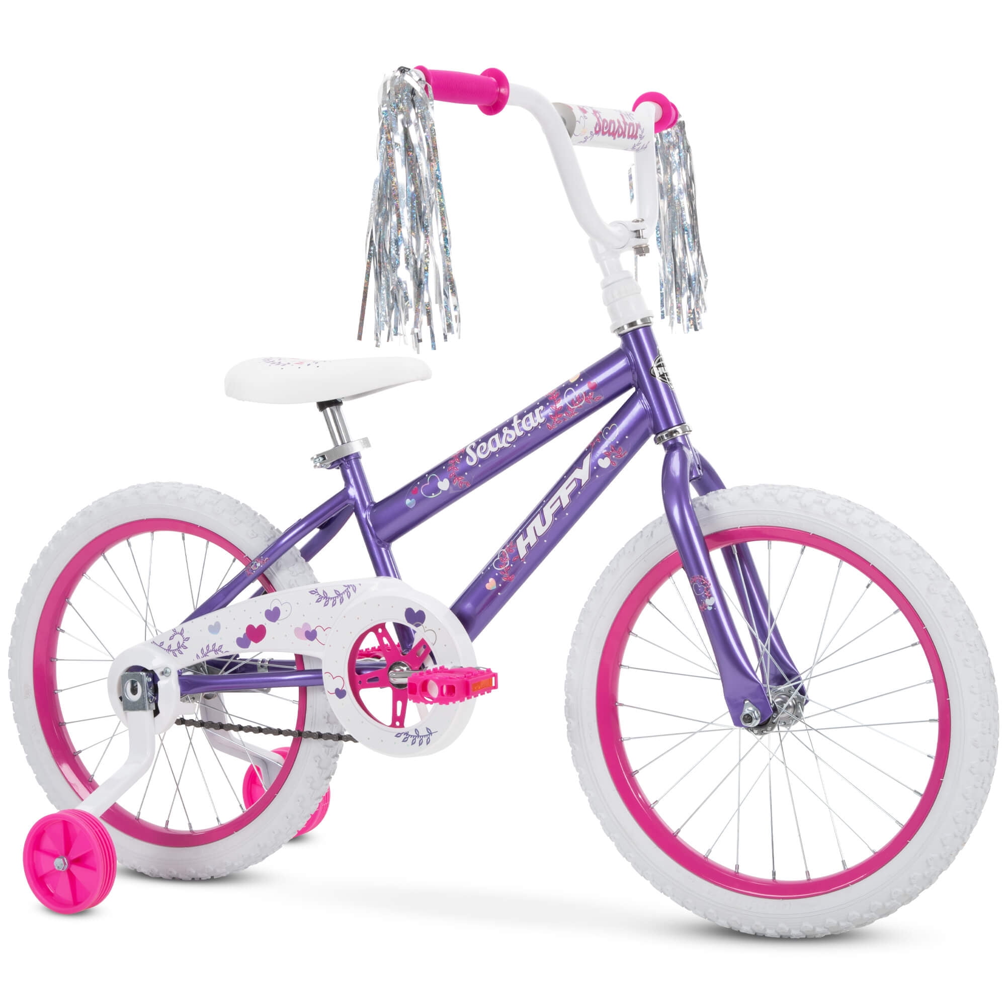 Huffy Sea Star 18′′ Kids Bicycle, Purple, Ages 4+, Training Wheels, Single-Speed