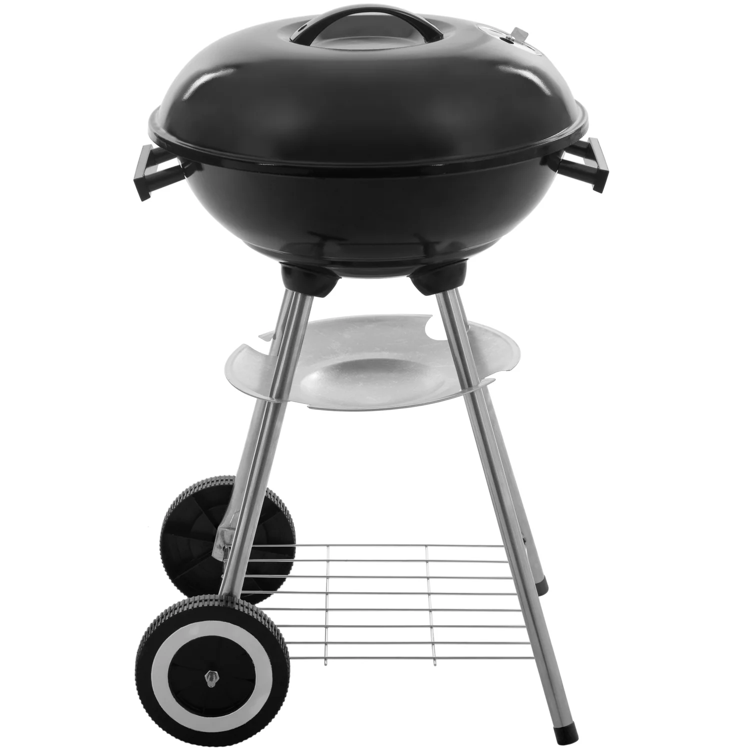 Primematik - Barbacoa De Carbón De 41x70 Cm Redonda Con Tapa Y Ruedas Bbq Grill Para Jardín Y Camping Kh51000