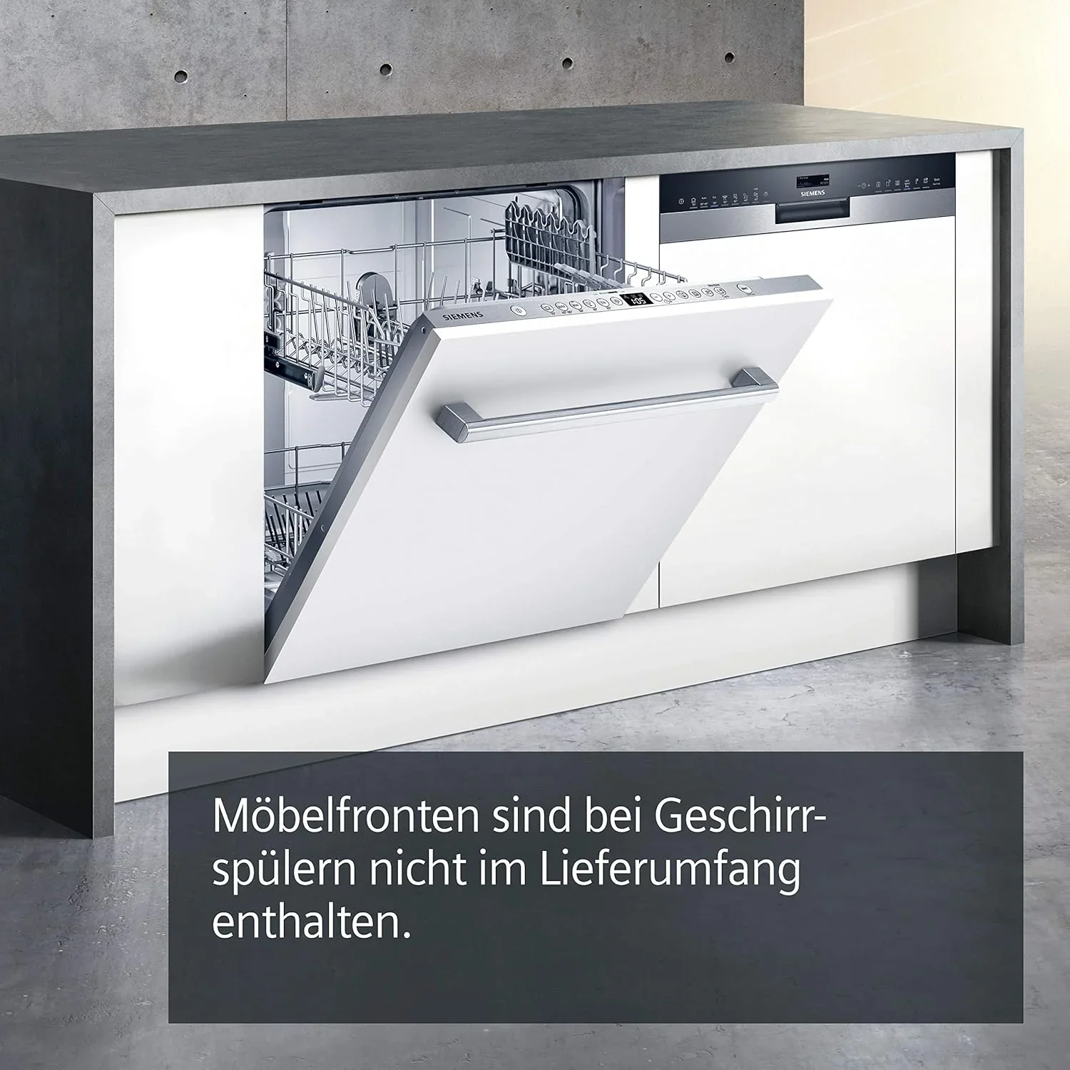 Siemens SR65YX08ME, iQ500 Smarter Geschirrspüler Vollintegriert, 45 cm breit, Besteckschublade, Zeolith, extra leise, aquaStop, automatische Türöffnung nach Programmende, varioSpeed, Innenbeleuchtung