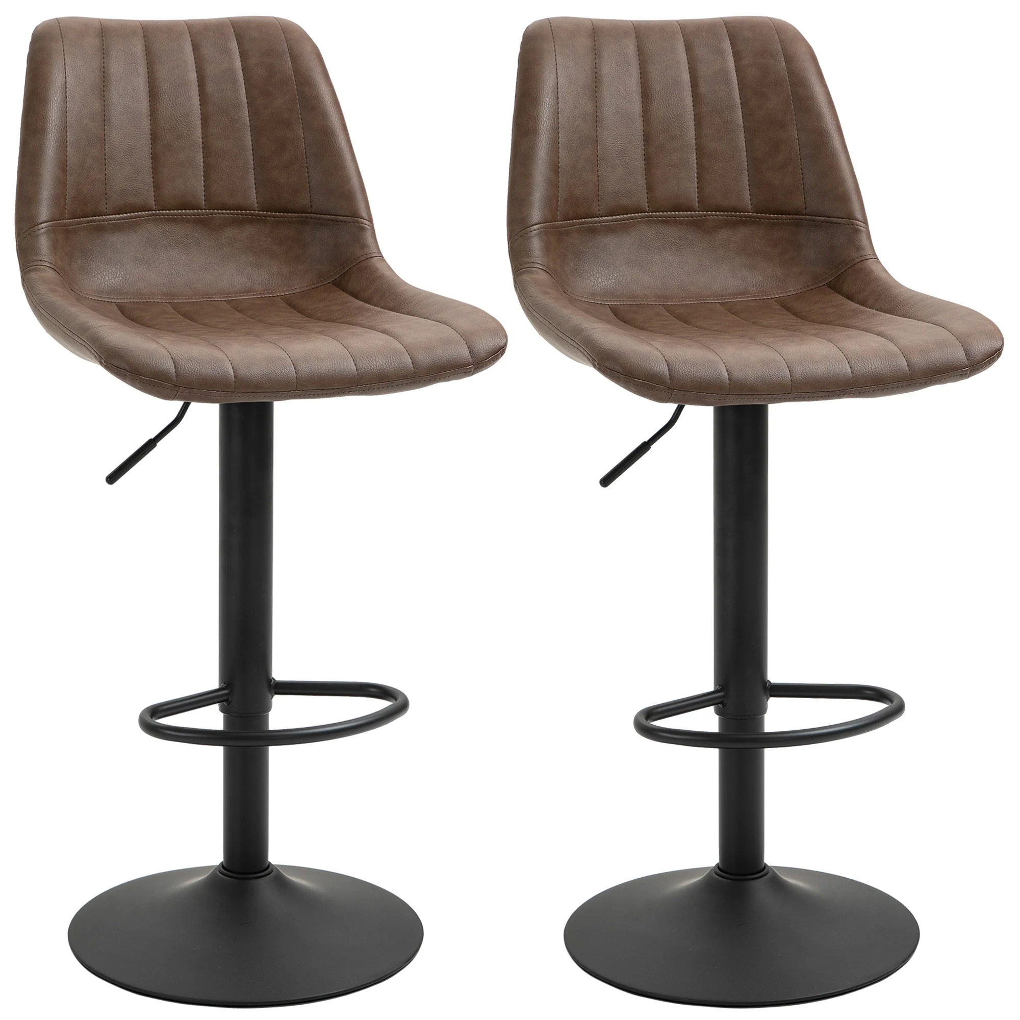 HOMCOM 2er-Set Barhocker höhenverstellbar, Kunstleder Braun