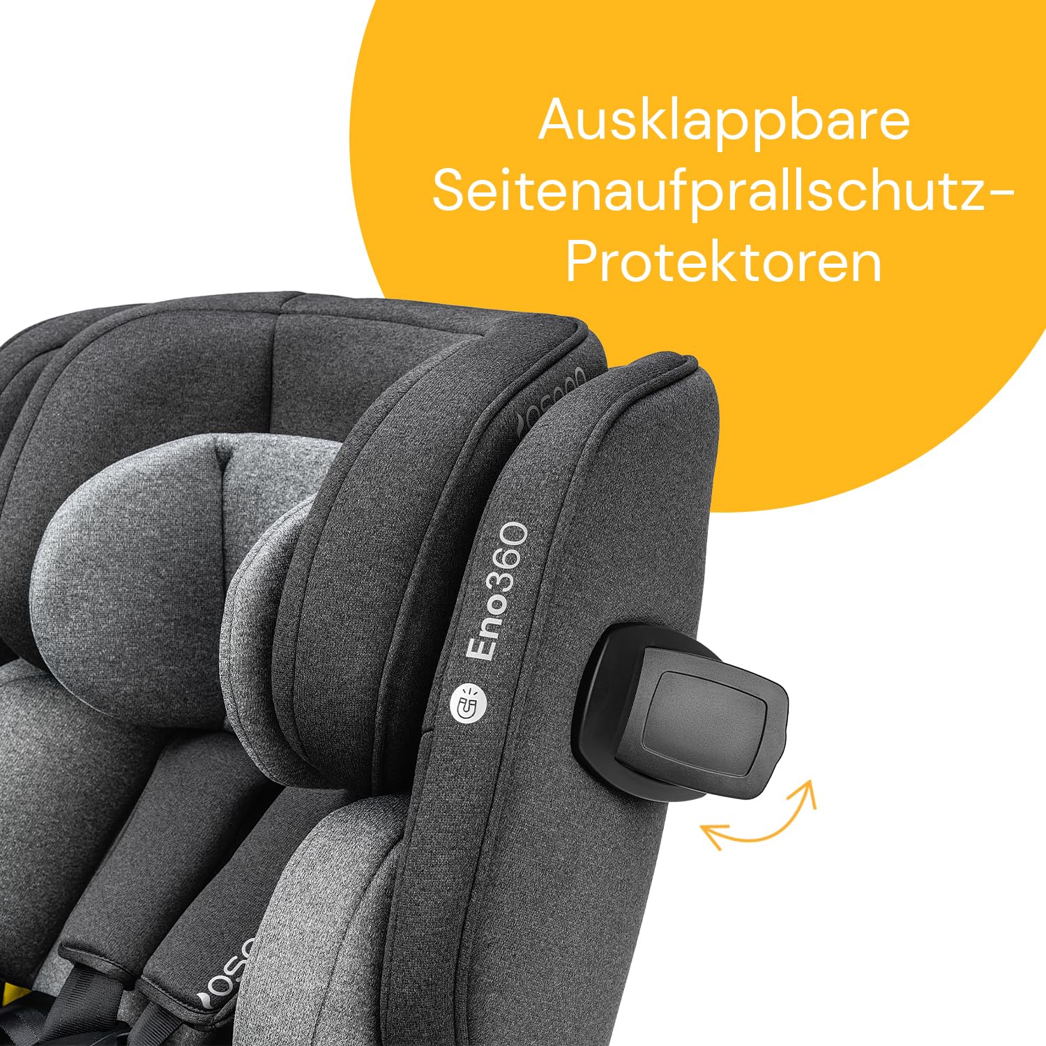 Osann Eno360 i-Size, drehbarer Kindersitz 40-150 cm, Reboarder mit Isofix, Baby Autositz �C Dark Grey Melange