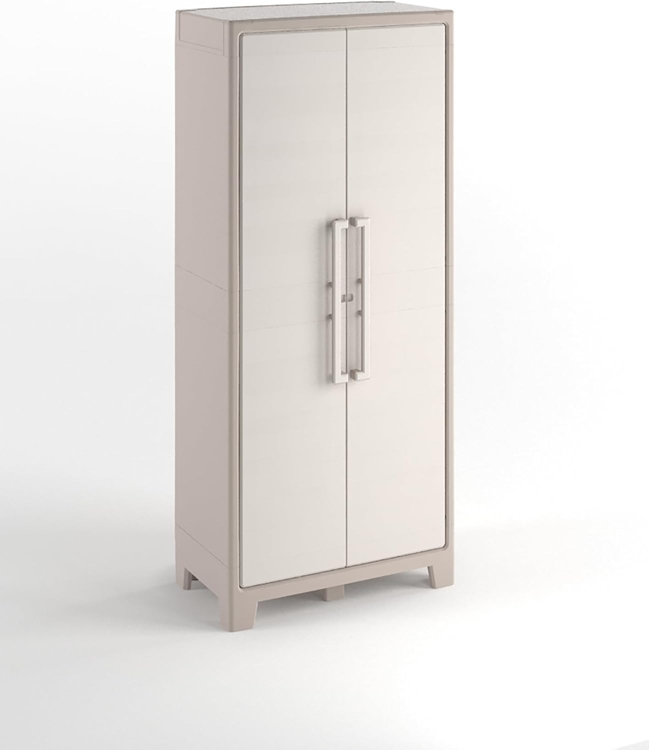 Keter Armadio Portascope Gulliver, 8 Ripiani Pieghevoli, da Esterno, Ideale per Balcone e Giardino, Sabbia/Beige, 80x44x182 H Cm
