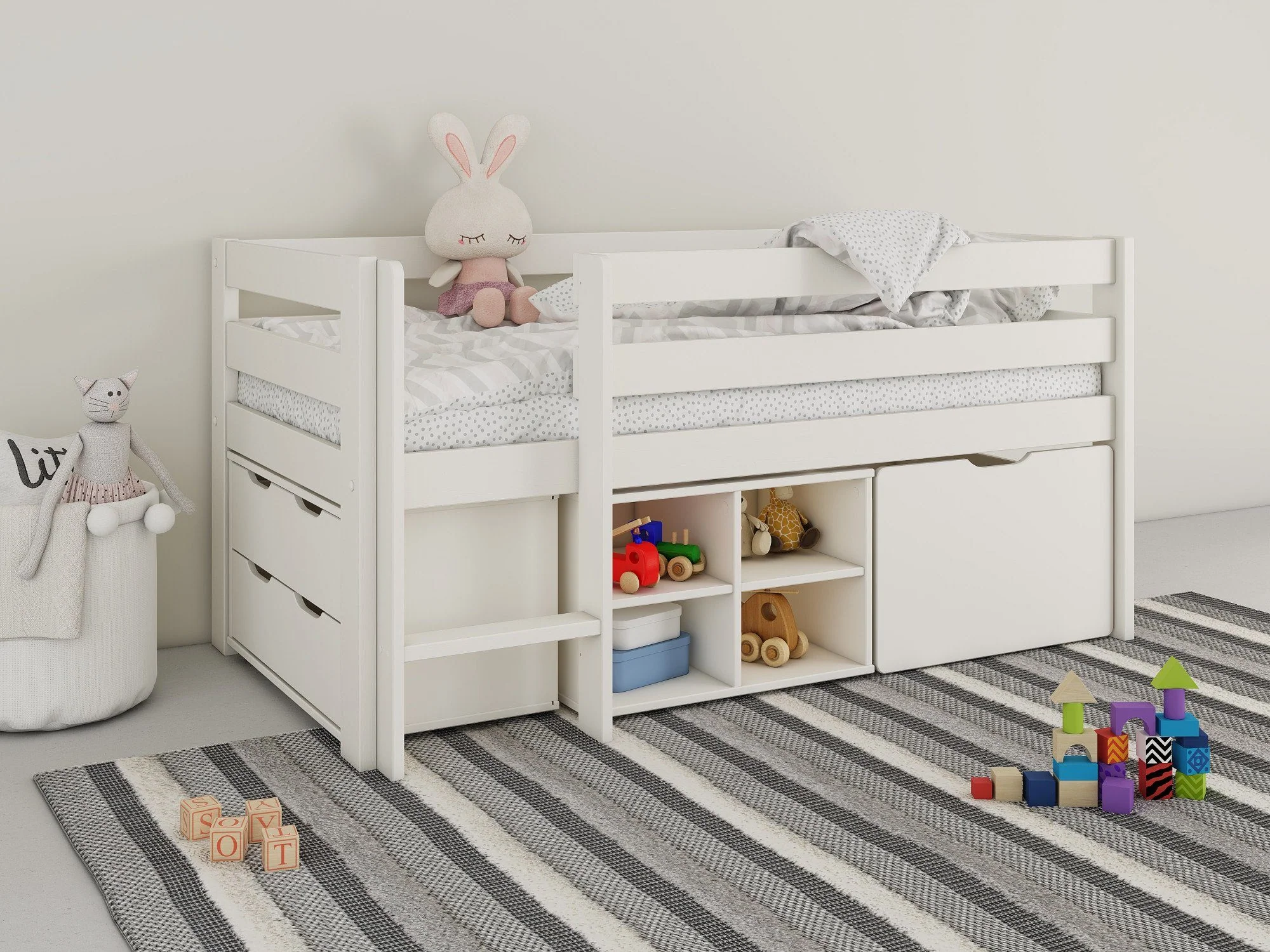 Cajón para cama Tide de madera maciza de pino 59,5/72/41 cm
