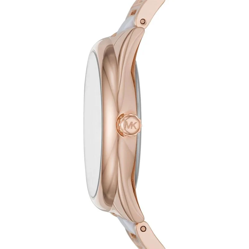 Michael Kors Janelle Three-Hand Rose Gold White Acetate Women's Watch - MK7134