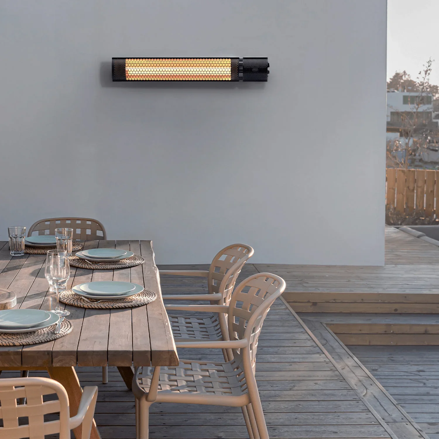 Calefactor de Terraza Infrarrojo de Pared con Mando a Distancia y 2 Niveles de Calor